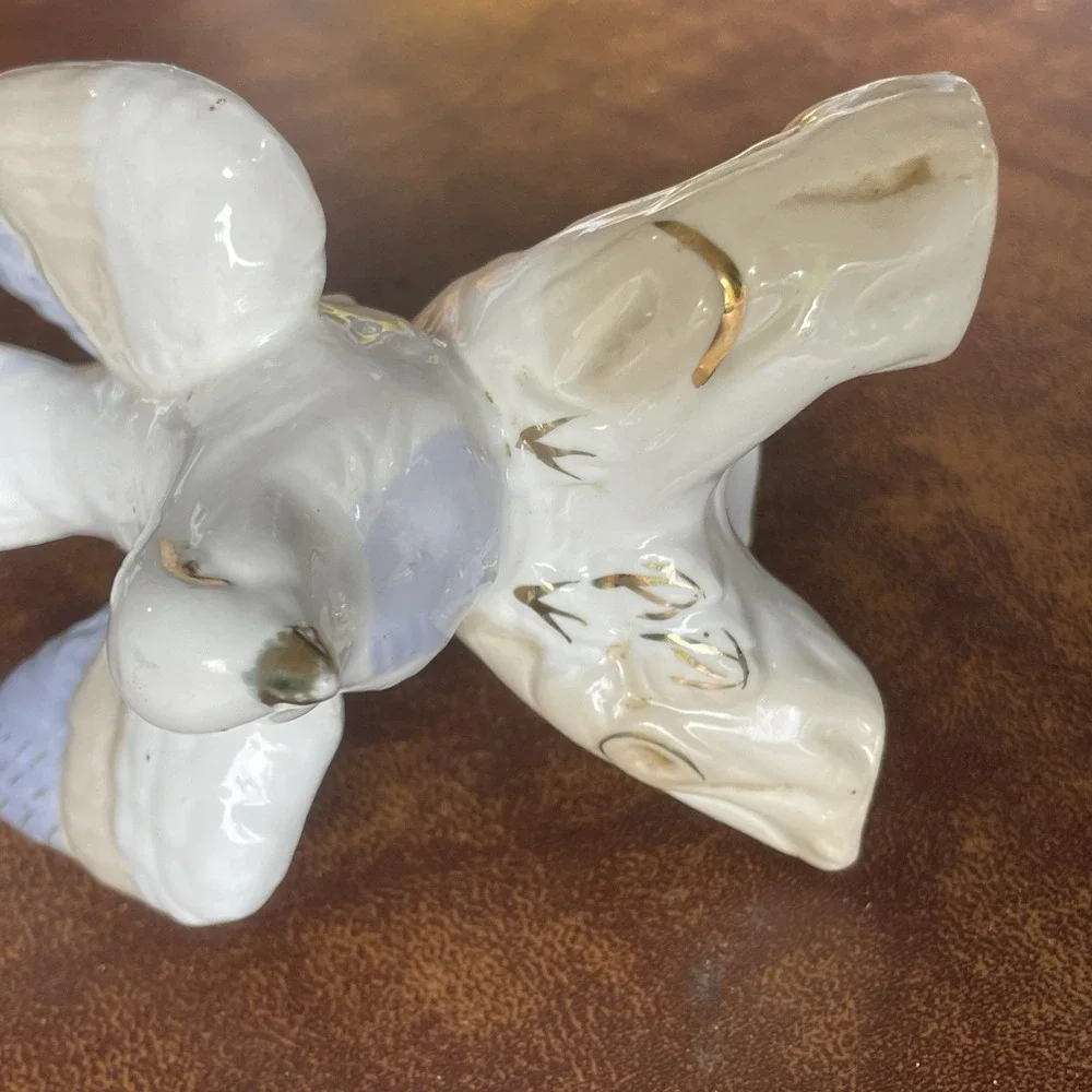 Vtg Porcelain Dove Figurine Blue White Gold Accent 5